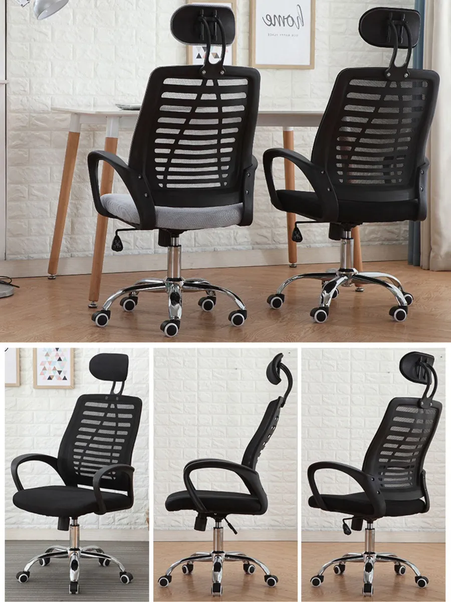 Cadeira Ergonômica De Escritório Com Encosto Mesh Respirável Apoio De Cabeça Ajustável Giratória