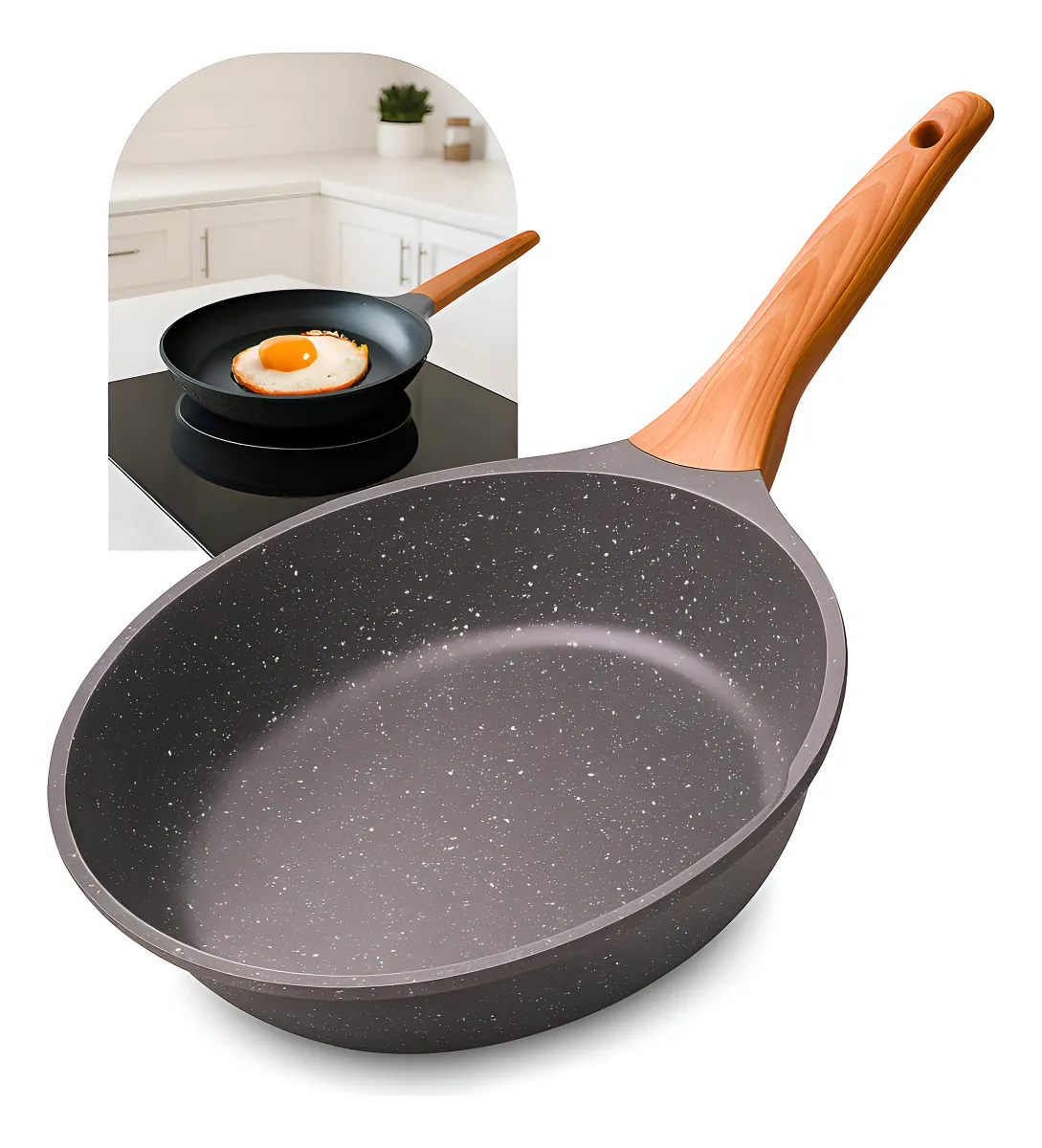Frigideira Cerâmica Antiaderente Grande Fogão A Gás Indução Cooktop Elétrico Panela Frita Sem Óleo Não Gruda Dinda Home